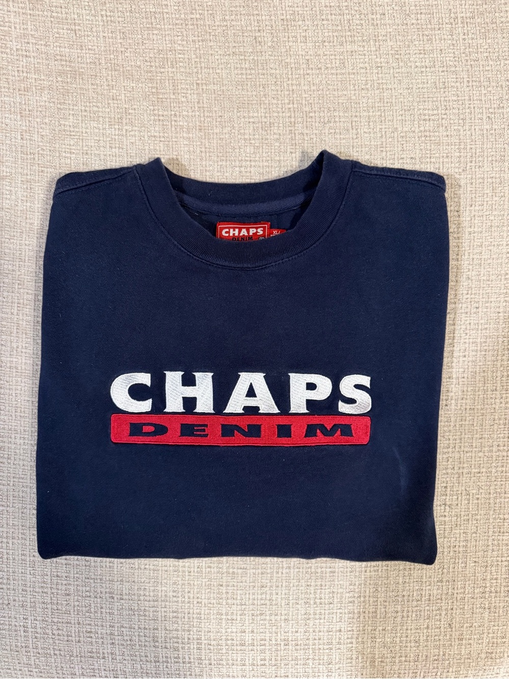 Vintage Chaps Navy Sweatshirt with White & Red Logo